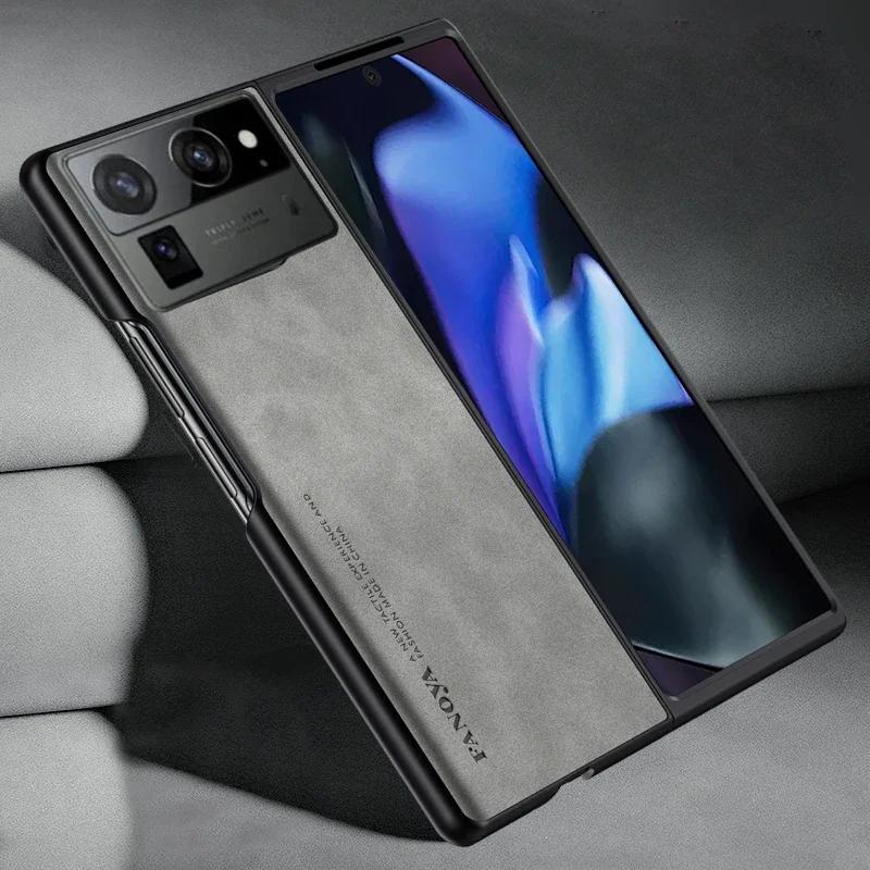 For Tecno Phantom VFold 2 Luxury Sheepskin Leather Phone Case for Phantom V Fold2 Shockproof Bumper Matte Silicone Protect Soft Edge Cover