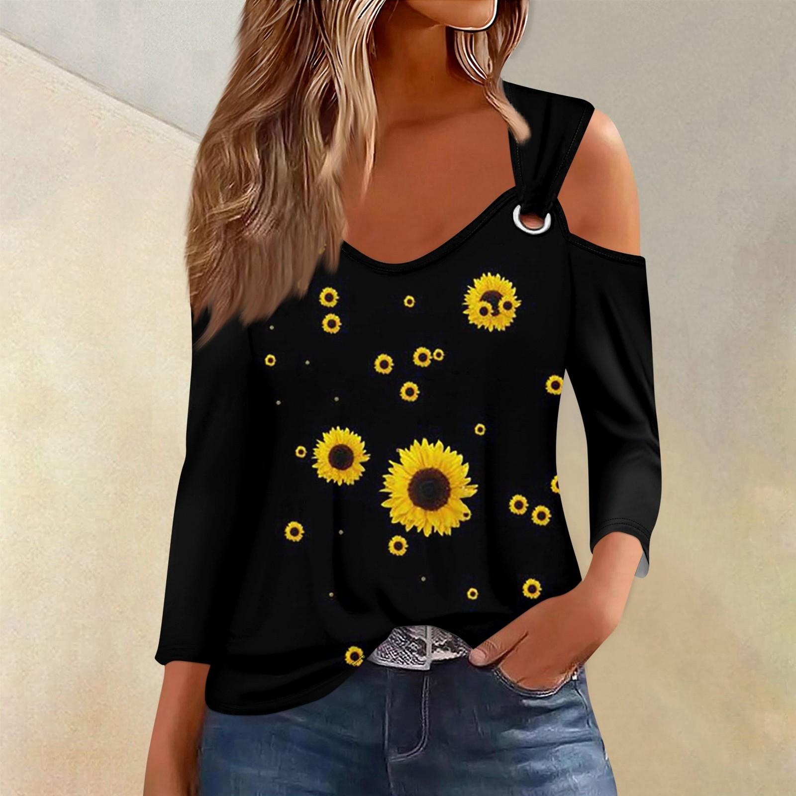 Женская повседневная рубашка-блузка с v-образным вырезом и принтом — фото 7