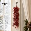 Artificial Red Berry Sprays Swag Branch, Christmas Rustic Style Wall Indoor Outdoor Festive Ornament Hangings, Seasonal Waterfall Pendant for