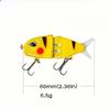 1PCS MM60 Fishing Lure Slow Sinking Swimbait Realistic Jointed Bait 3D Eyes PVC Material for Bass & Predator Fishing Gear