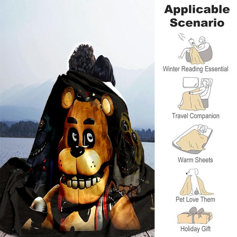 1pc Blanket Five Nights at Freddy's2 Print Design, Lightweight Blanket for Sofa, Bed- Soft &Warm, Gift for All Seasons like Christmas, Halloween