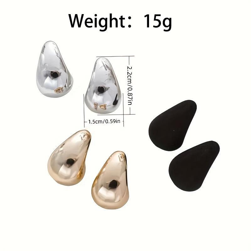 Vintage Multi Color Water Drop Stud Earrings Fashion Punk Smooth Metal Earrings Women's Trendy Party Jewelry