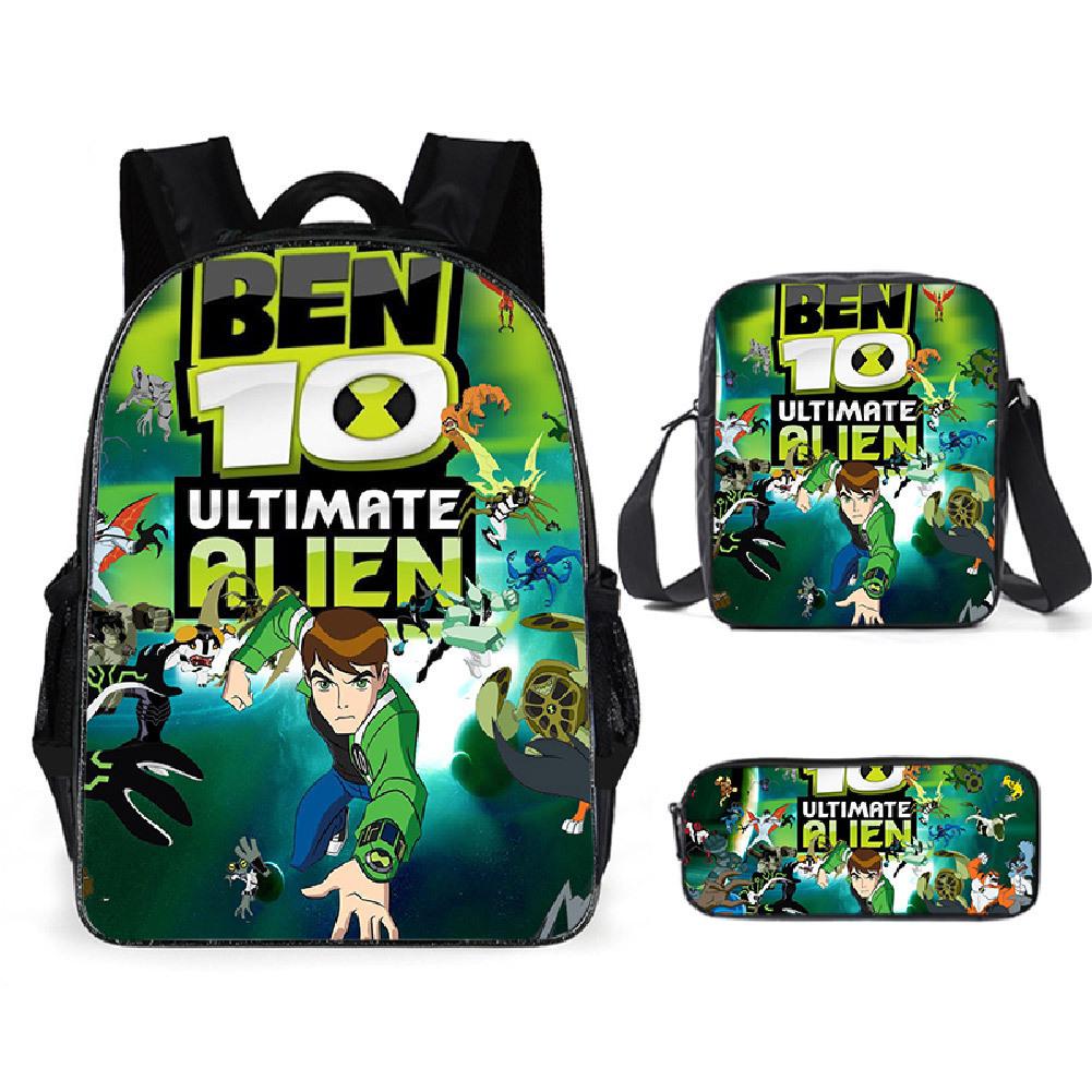 Less Hacker Backpack Ben 10 Student School Bag Anime Cartoon Backpack Lunch Bag Satchel Pencil Case