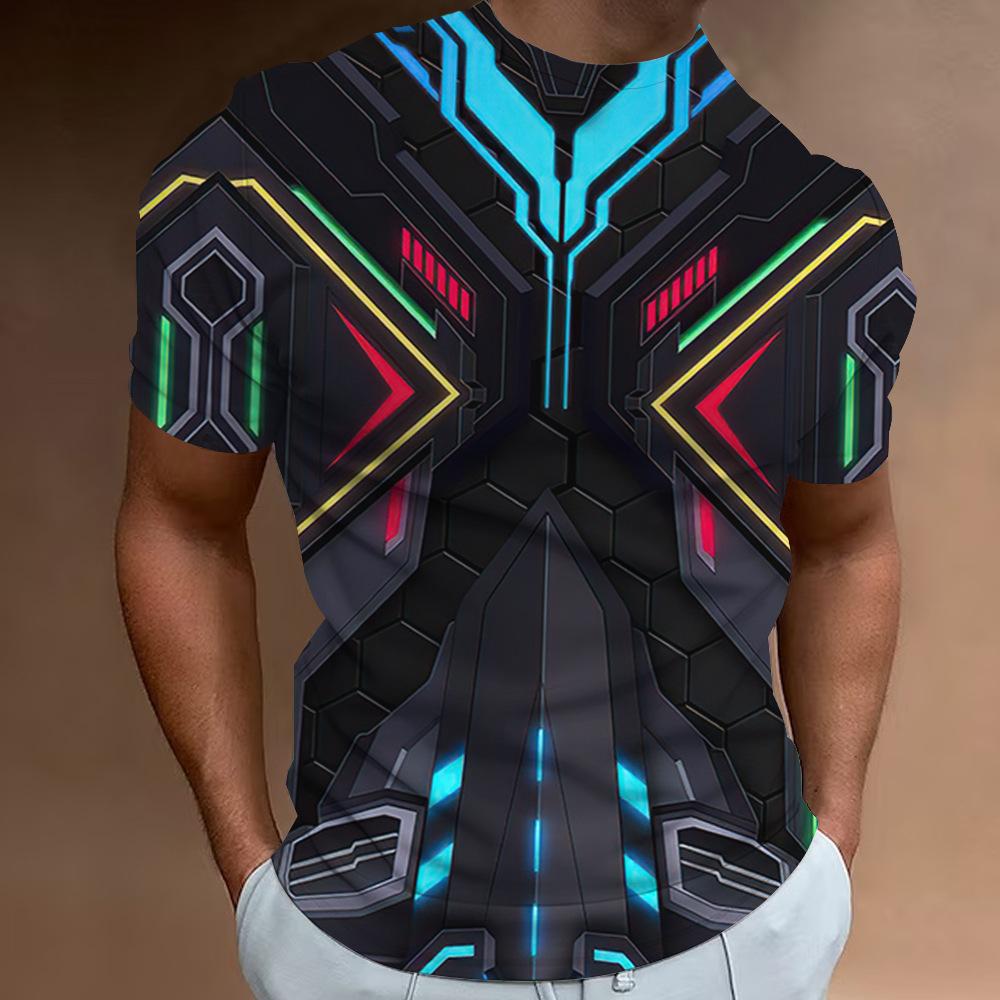 Men's Short Sleeved Fashion 3D Printed Men's T-shirt Round Neck Short Sleeved Summer T-shirt