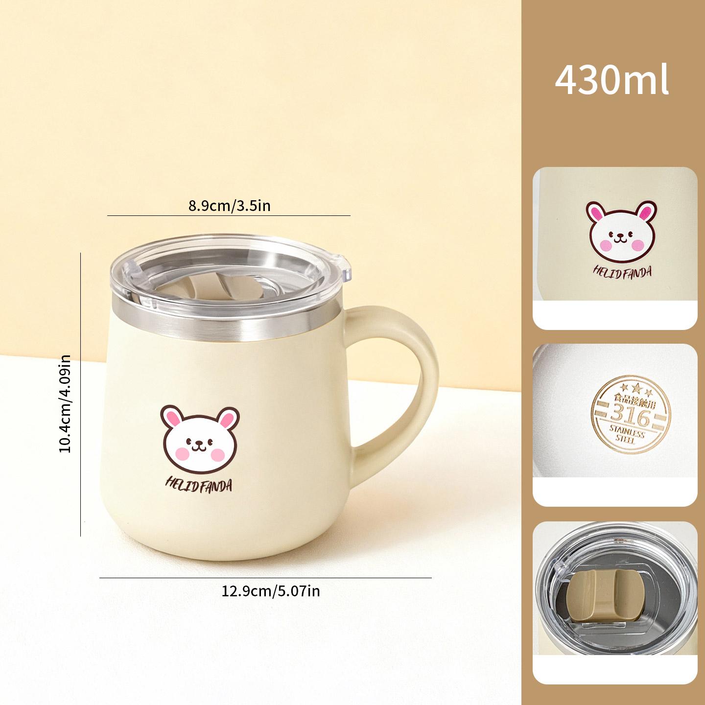 

430ML Cartoon 316 Stainless Steel Coffee Cup Double Walled Insulated Thermos Mug Portable Drinking Cup Tumbler with Handle 401-500ml бежевый