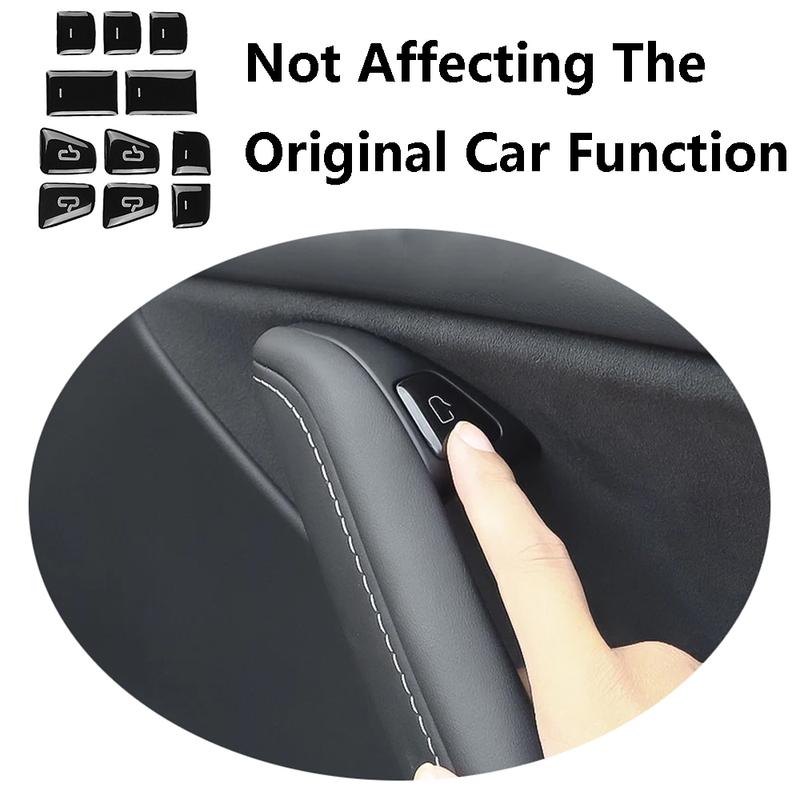 11pcs Open Door Button Decoration Cover Window Switch Button Patch Panel Sticker Protector Fit for Tesla Model 3 Y 2017-