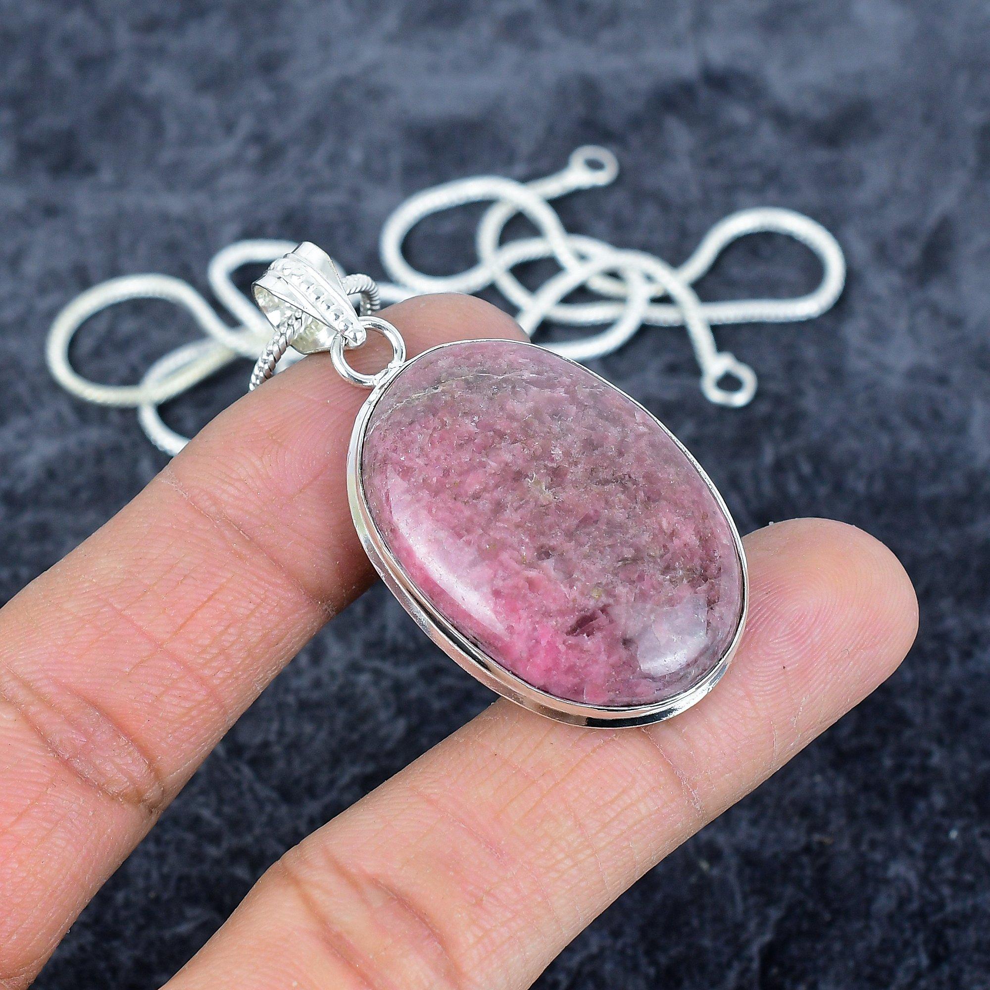 

Pink Thulite Gemstone Handmade 925 Sterling Silver Jewelry Pendant 2.01 M-2879