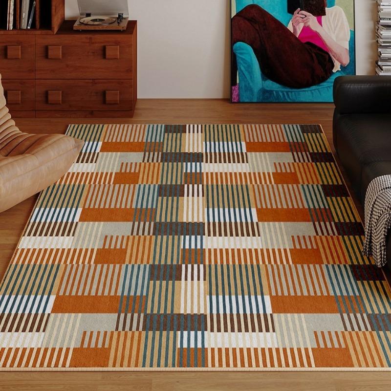 Color Patchwork Pattern Living Room Carpet Large Area Sofa Rugoldable Machine Washable Bedroom Bedside Non-slip Soft Floor Mat