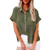 New Summer Women's Solid Color Linen Short Sleeve Casual Loose Shirt