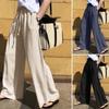 Women'S High-Waist Wide-Leg Cotton Pants - Spring/Autumn Fashion, Solid Color, Casual Loose Trousers