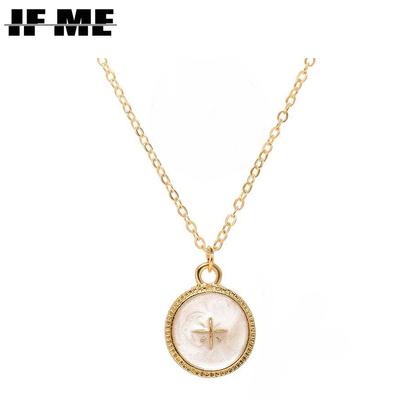 Vintage Gold Irregular Circle Pendant Necklace For Women Fashion Round Pearl Moon Heart Necklaces Trend Jewelry Gifts