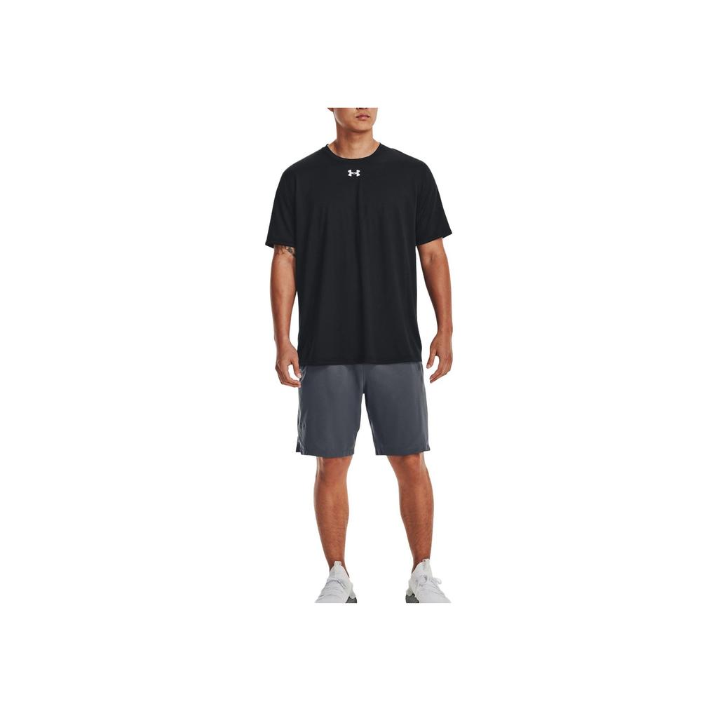 Under Armour Logo Print Solid Color Round Neck Short Sleeve T-Shirt Men Tops Black 1376842-001