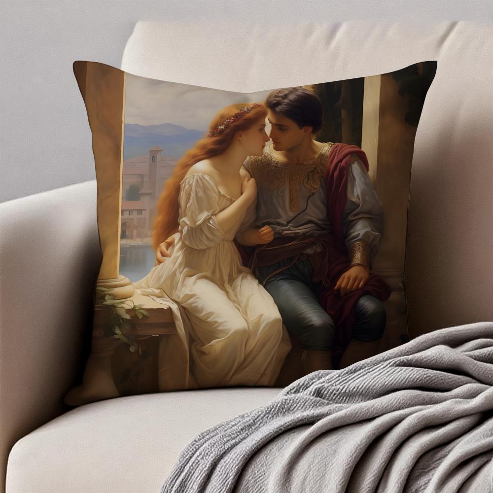 Romantisch R-Romeo und Julia Schöne Kissenhülle Kissenbezug Staubmilbenfrei Unsichtbarer Reißverschluss Kurzer Plüsch Sofakissen