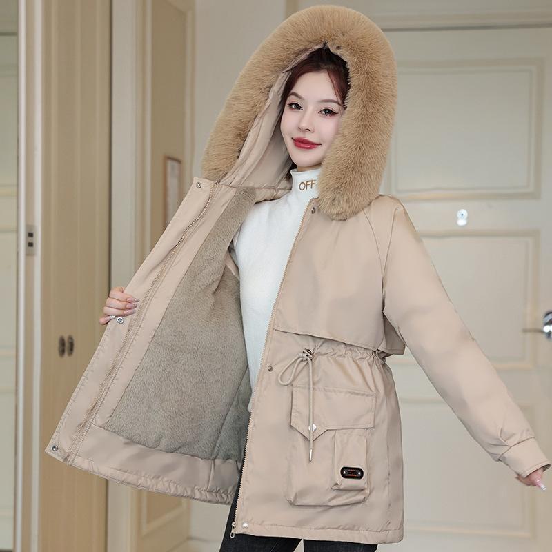 Pie overcome women's winter new waist and thin small medium and long thickened down cotton-padded jacket
