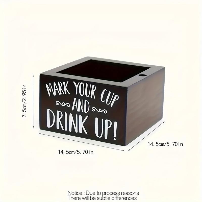 Party Cup Dispenser Wooden Cup Holder with Pen Slot and Party Cups Organizer Mark Your Cup and Drink Up Home Bar Birthday Party