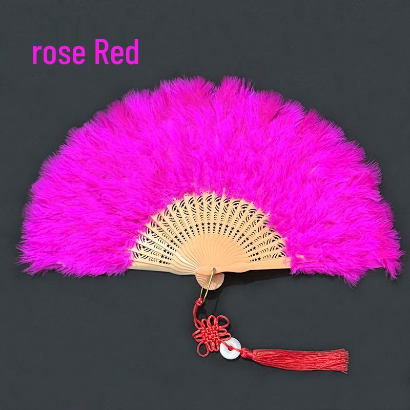 Белый веер с перьями для танцев и выступлений