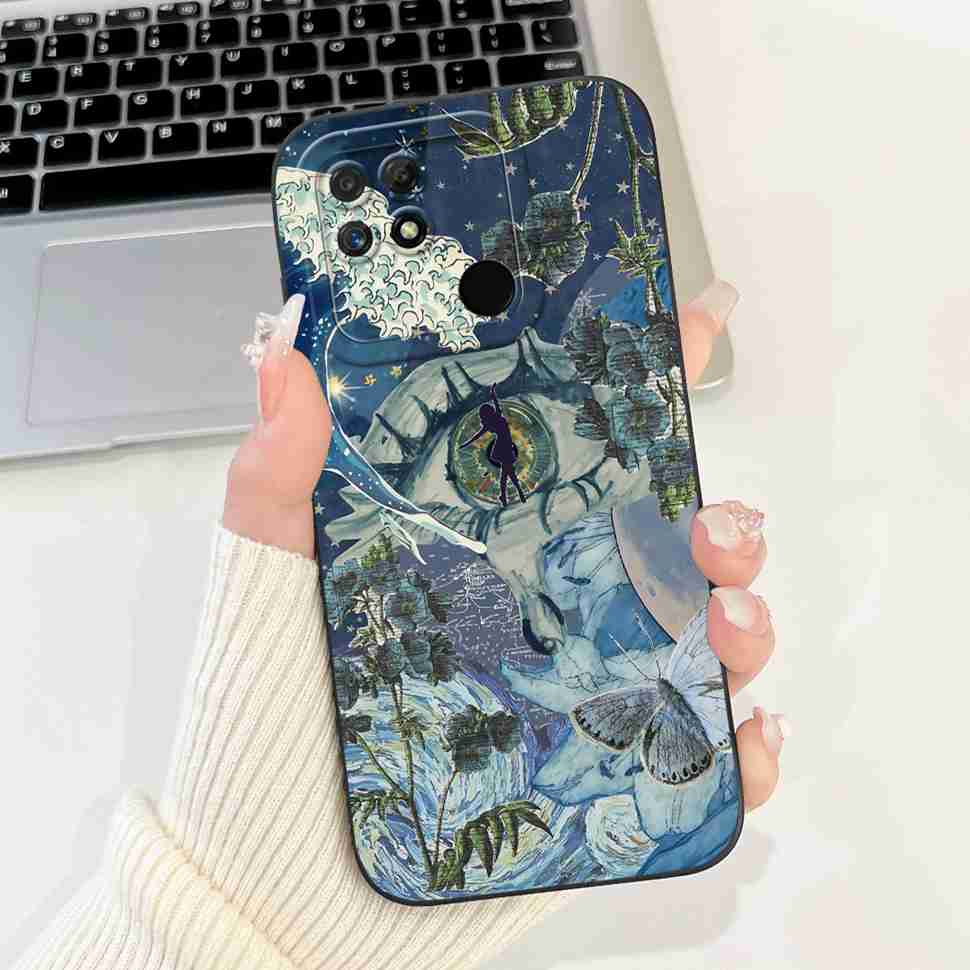 For Realme Narzo 50A Case RMX3430 Colorful Flowers Soft Silicone Cover For Oppo Realme Narzo50a 6.51" Fashion Protective Shell