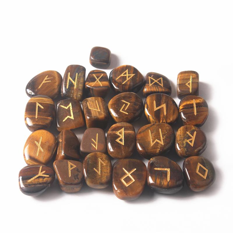Factory Sell Directly Hight Quality Semi-precious Runes Stone for Wicca Custom tiger Eye Rune Stone Set коричневый