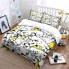 Cute Black and White Cat Pattern Bedding Duvet Cover Set  (1*Duvet Cover 2*Pillowcases, Without Duvet Insert)