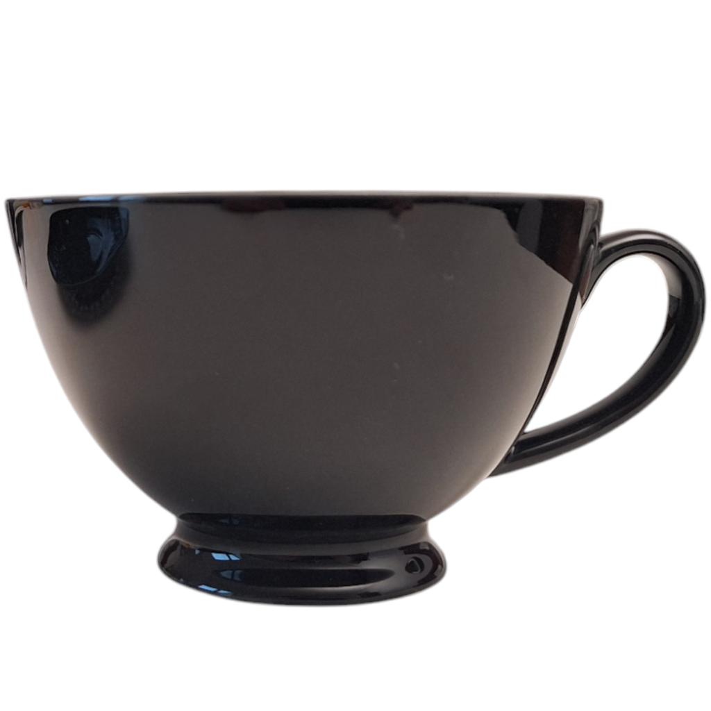 BLACK CERAMIC CUP 260ml WITH OPENWORK SAUCER FOR COFFEE AND TEA