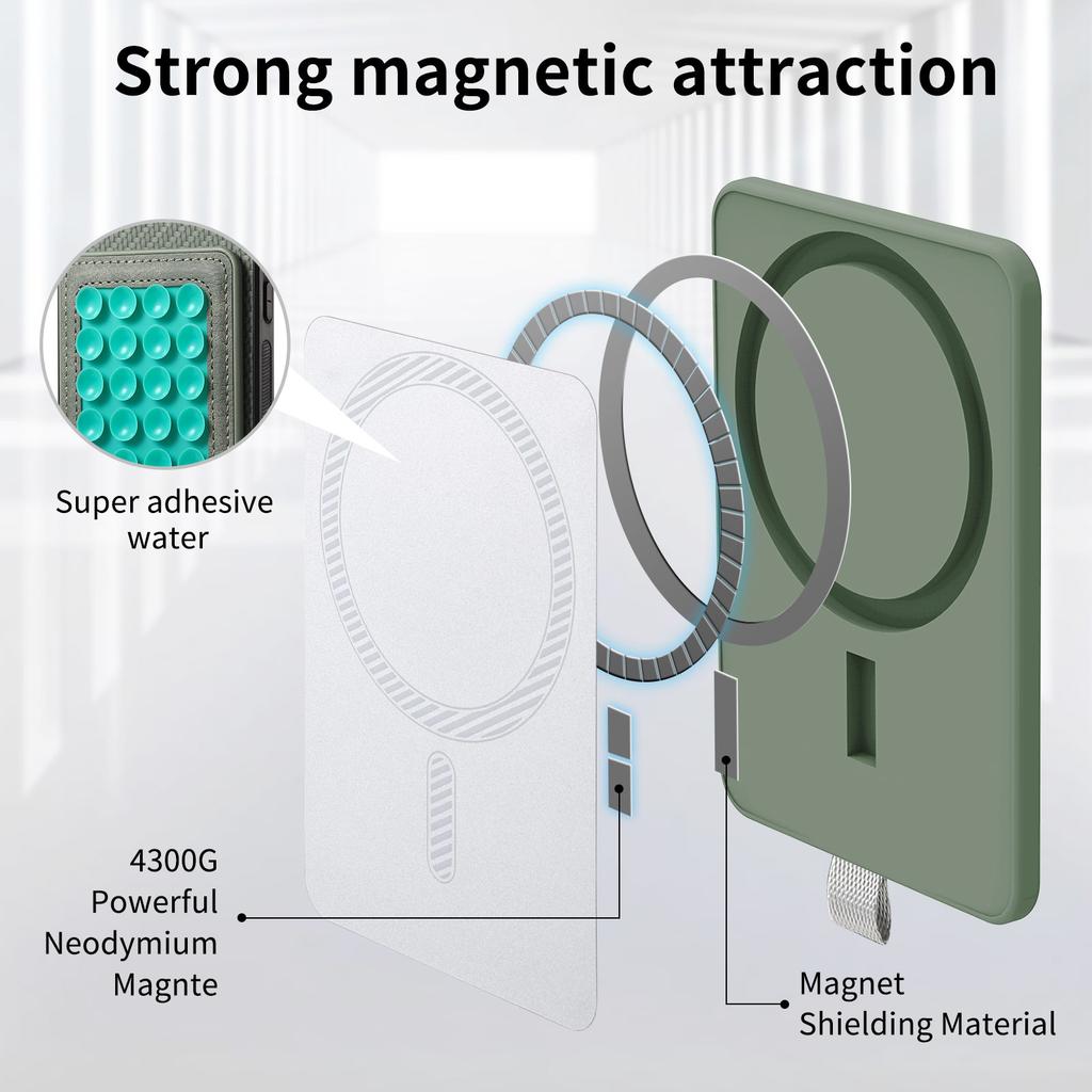 For iPhone 17 Pro Case Carbon Fiber Texture Leather Back Cover with Magnetic Detachable Suction Cup