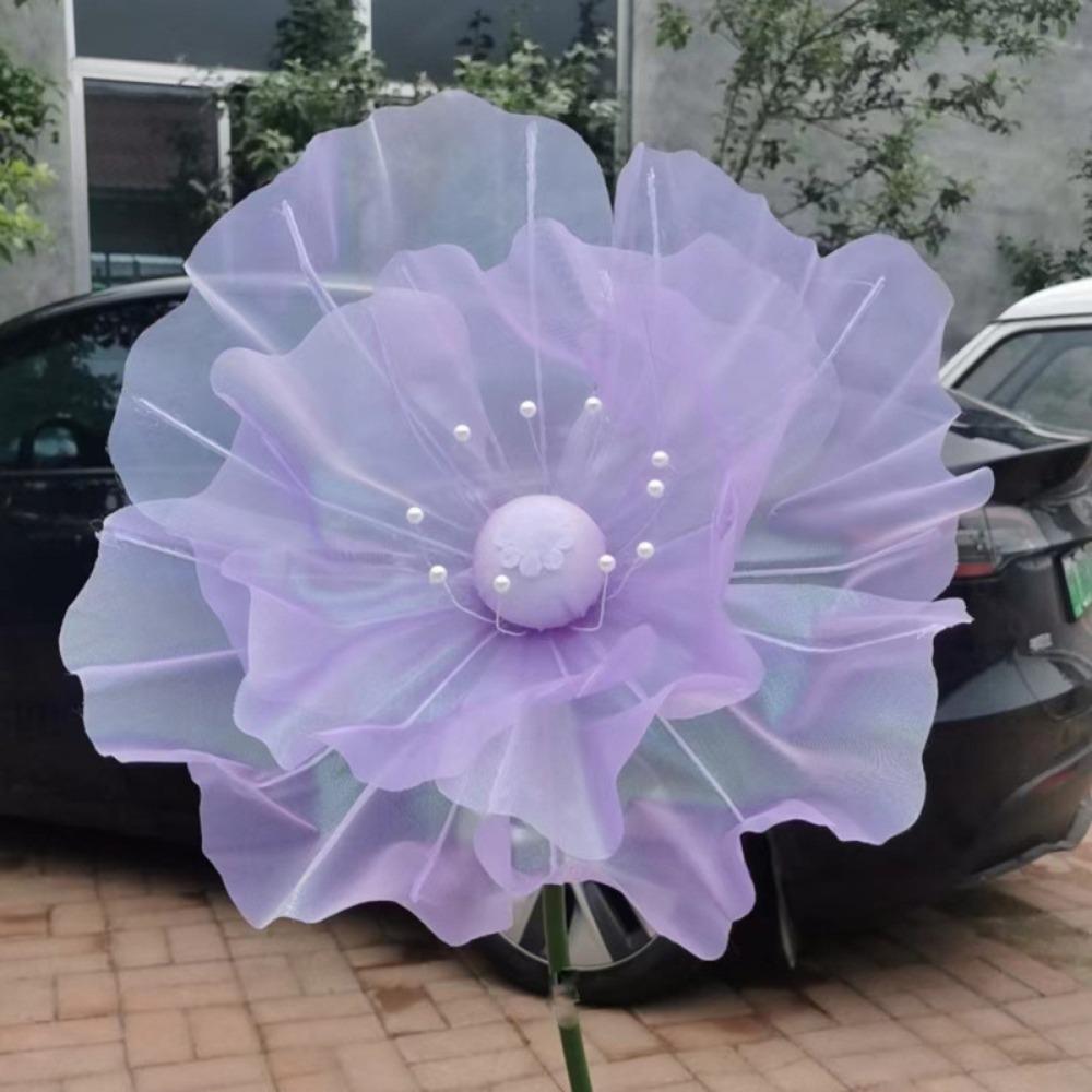 Simulation 3D Gauze Artificial Flower 50cm Big Giant Mesh Flower Hollow Silk Flower  Window Display