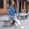 Women's Casual Loose Fit Printed Sweatshirt and Jogger Set with Chest Pocket - Round Neck 2 Piece Outfit for Daily Wear