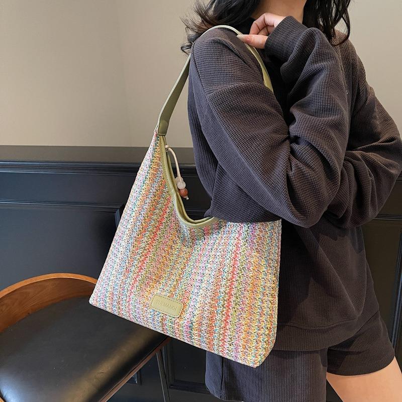 Straw Bag Women's Spring and Summer New Fashion Large-capacity Shoulder Bag Seaside Vacation Tote Bag Tide