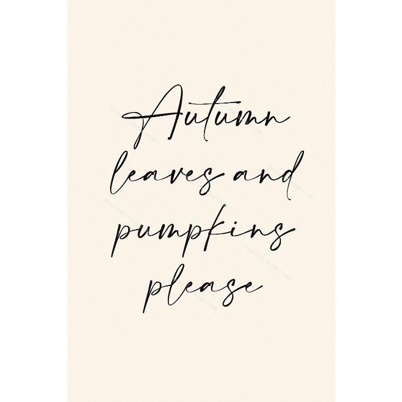 Watercolor Fall Maple Leaf Canvas Gallery Wall Prints Blue Pumpkin Pumpkin Spice Typography Wall Art Farmhouse Home Decor Gift