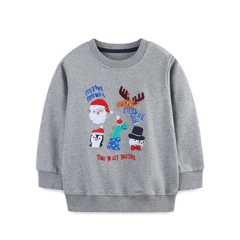 Autumn Boys European-Style Round Neck Cotton Hoodie: Trendy Children s Sweatshirt for Toddlers & Young Kids 6Y