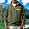 Men's Outerwear, Half Zipper Stand Up Collar With Fleece, Heavy-duty Sweatshirt With Patch Pockets