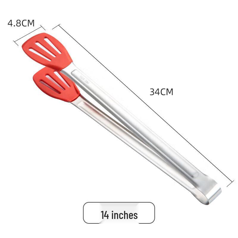 304 Stainless Steel Kitchen Food Tongs with Silicone Tips