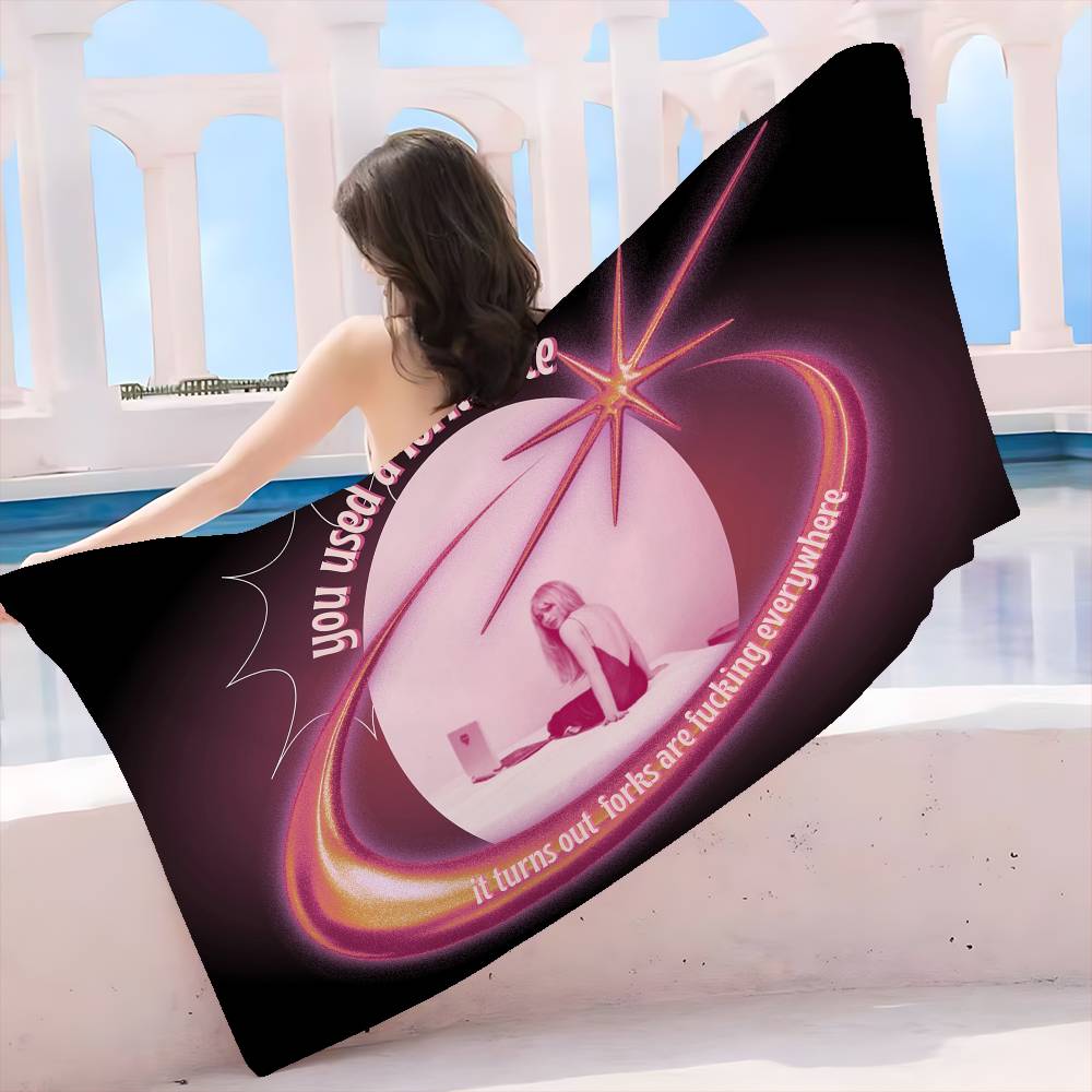 Singer S-Sabrina C-Carpenter Anime Beach Swimming Towel Soft Absorbent Washcloth Children's Gifts for Kids Travel Camping Gym