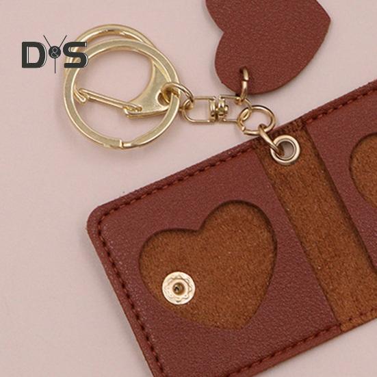 Brelok do kluczy ze zdjęciem rodzinnym Mini album Sztuczna skóra Personalizowany uchwyt na zdjęcia Styl retro Etui na karty Kółko do kluczy