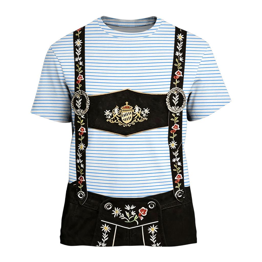 Men's Oktoberfest Vintage Print Short Sleeve T-Shirt Relaxed Fit Summer