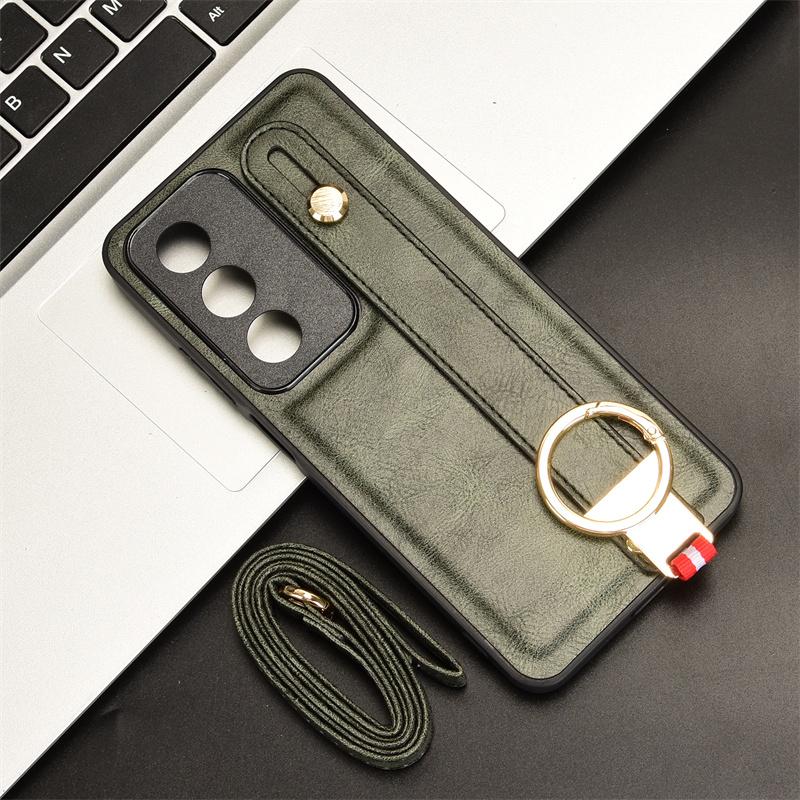 

For OPPO K12X 5G Global Wrist Strap Ring Bracket Phone Holder Case For OPPO A3Pro Global Leather style Case Drop-Resistant Cover For OPPO K12X