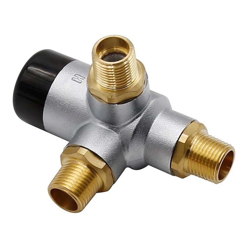 Brass Three Way Thermostatic Valve for RV Water Heaters Easy Installation Compact Design for Efficient Water Temperature