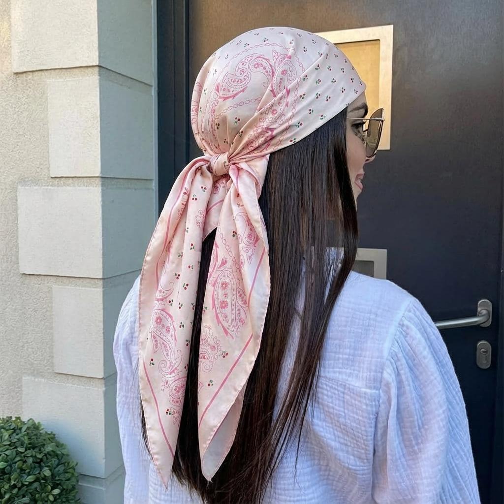 Women Spring Summer Square Scarf 90*90cm Satin Silk Scarves Headscarf Female Foulard Beach Bandana Ladies Neckerchief Hair Band