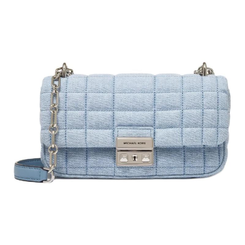 MICHAEL KORS Tribeca Classic Quilted Fabric Shoulder Bag Small Women s Light Denim Blue синий