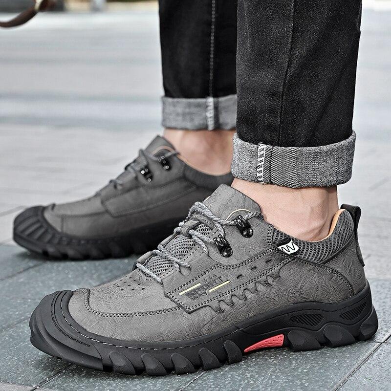Genuine Leather Shoes Men Lace Up Outdoor Wear -Resistant Work Shoes Casual Sneakers Men Footwear Autumn Shoes Men Zapatos Hombre