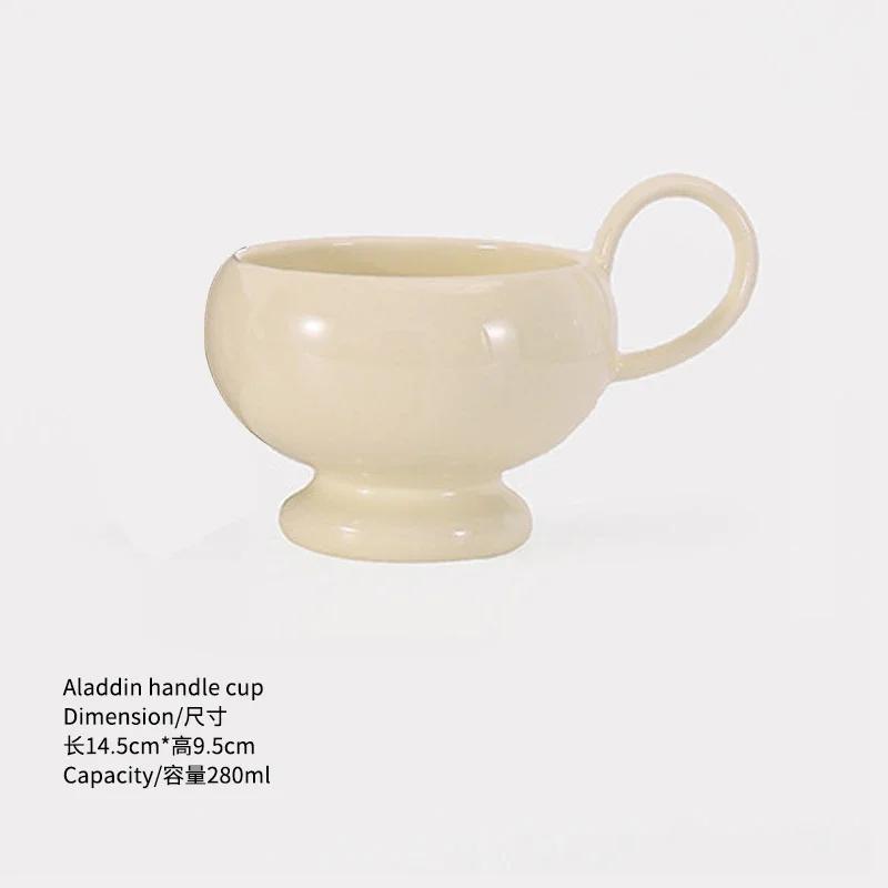 

Ceramic Chic Coffee Cup Afternoon Dim Sum Tea Cup Aladdin Handle Cups Ceramic Mugs Water Cups Home Party Mug Coffee Mug 201-300ml