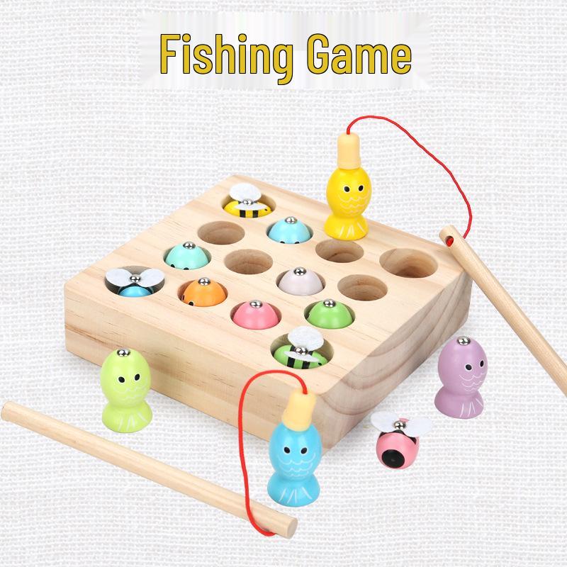 Wooden Children's Educational Magnetic Bee Fishing Game
