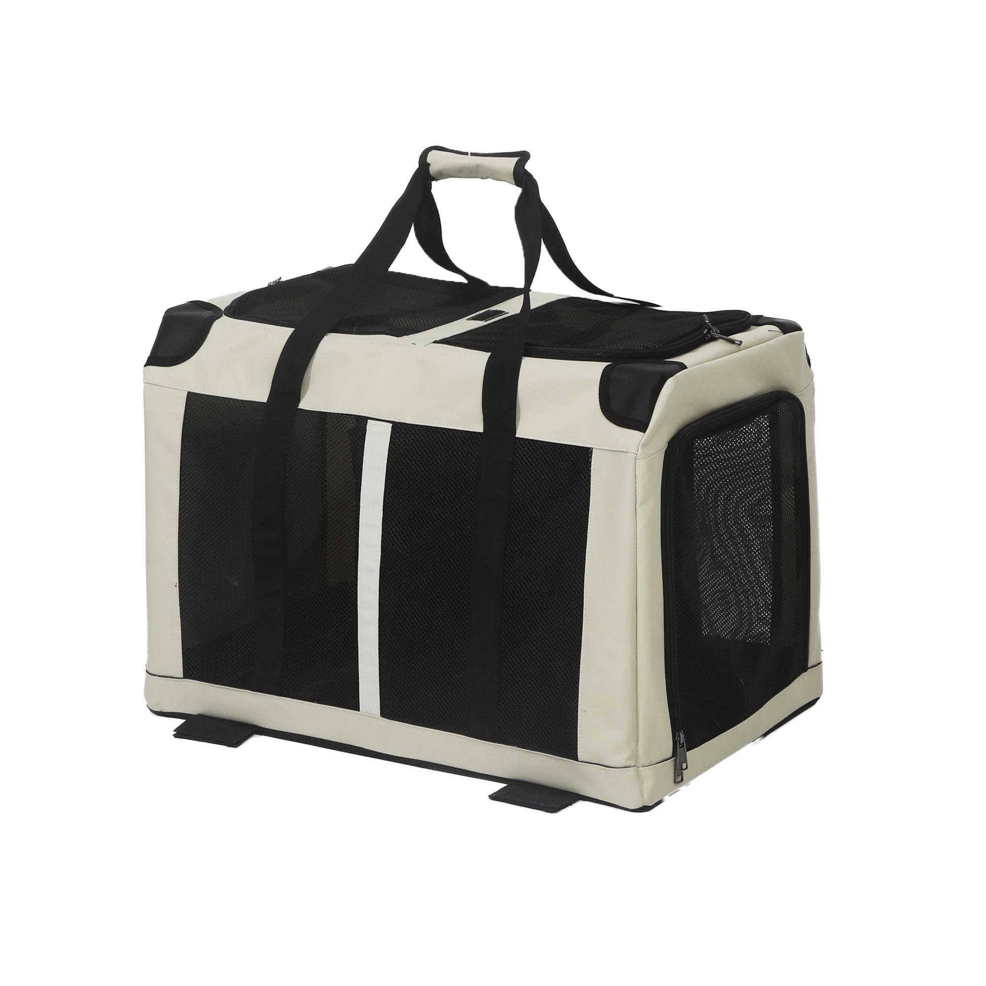

Two Compartments Cat Carrier Portable Pet Trolley for Multiple Cats Breathable Travel Bag with Wheels Large Capacity Cat Trolley