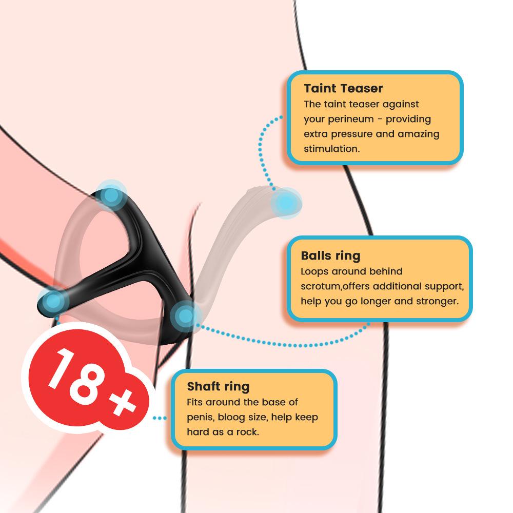 USK-C10 Three-Pronged Silicone Cock Ring for Couples, Restraint Ring, Adult Erotic Toy