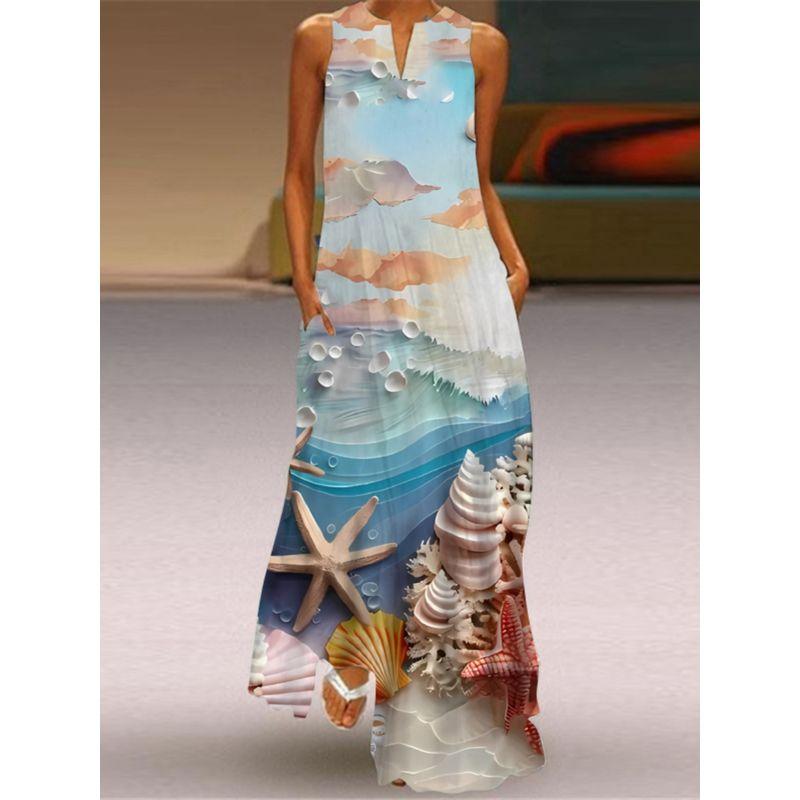 Plus Size Women's New Chinese Style 3D Peacock Dress Elegant All-Matching Sleeveless Vest Skirt Long Loose Floral Skirt