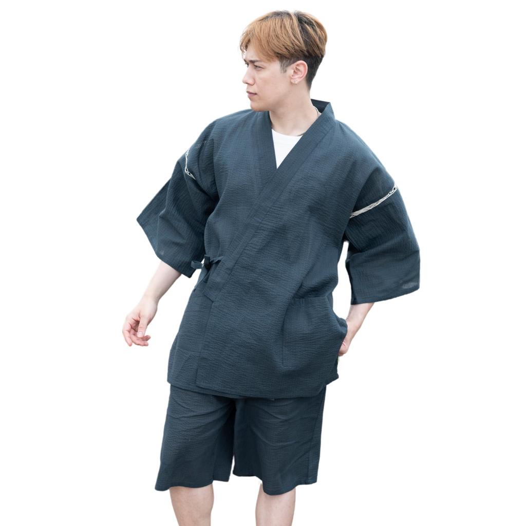 cool to Japanese summer large sizes relaxing navy 3L [Edoten] Shijira-woven Jinbei, 100% cotton, wear, clothing, clothing, men's, M/L/LL/3L/4L/5L,
