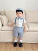 2025 European Style Boys' Summer Bodysuit Set: Short Sleeve, Shorts, and Hooded Three-Piece Outfit