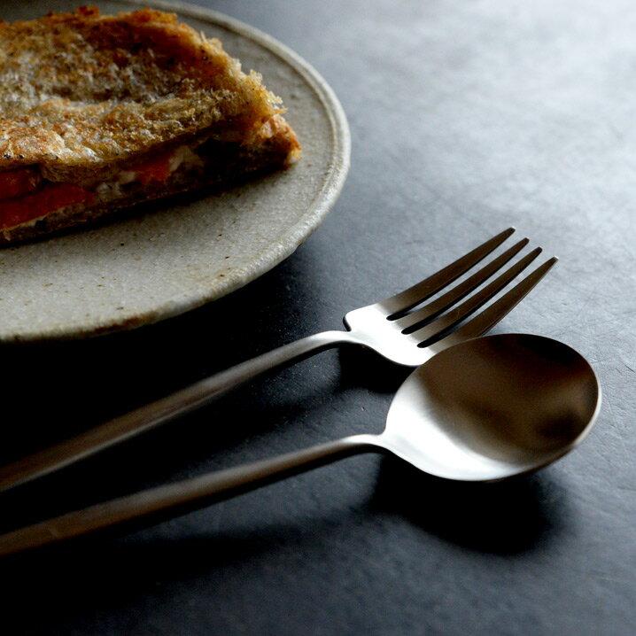 Cutipol MOON Dessert 2-Piece Set Matte Silver Fork Spoon Each 1 Piece