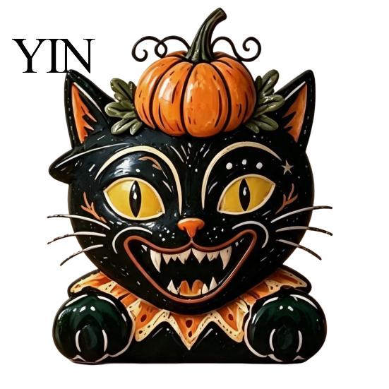 Wooden Wizard Doll Vintage Halloween Figurine, Rustic Witch Zombie Cat Owl Frog Tabletop Table Decor Ornament, Farmhouse Tiered Tray Decoration