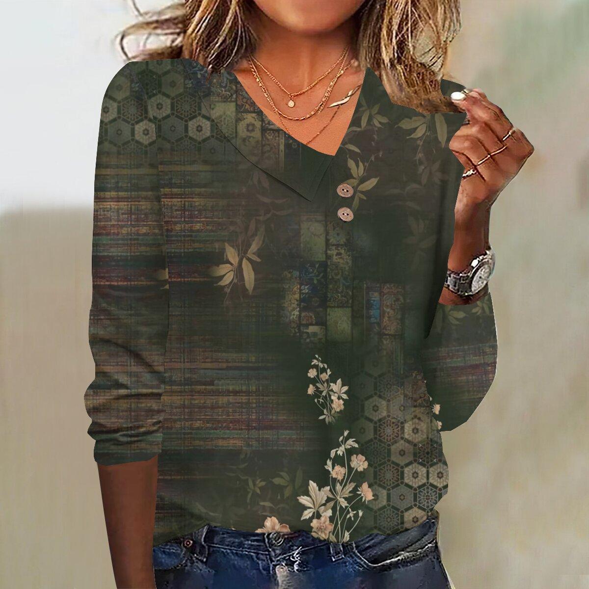 

2023 Осенний новый модный женский повседневный топ с рукавом 3/4 и принтом больших размеров